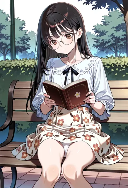 Anime illustration from Anime Art AI, Bench Reader scene