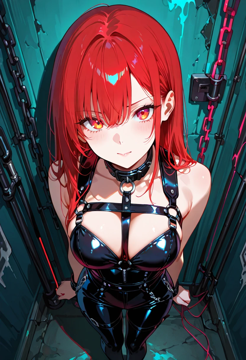 Chica anime IA estética oscura con luz roja