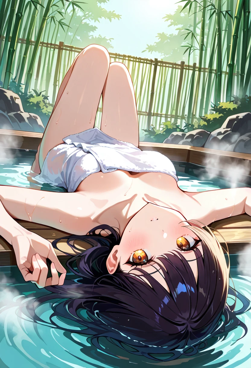 Chica anime IA en onsen tradicional japonés